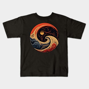 sunset and waves logo Kids T-Shirt